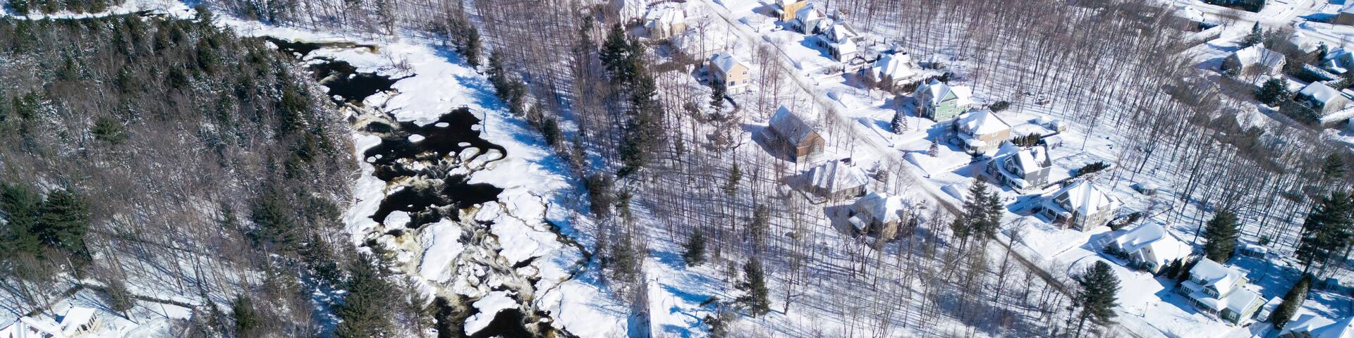 Aerial view of Rivière-du-Nord, Quebec, Canada