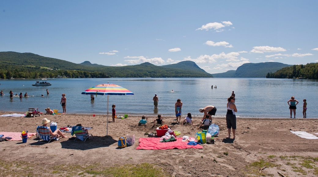 St. Johnsbury featuring a sandy beach as well as a large group of people