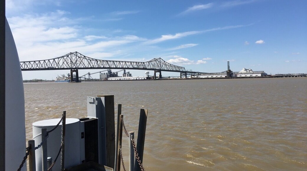 View of the Mississippi from the dock by the USS Kidd museum in Baton Rouge. Great walk to take along the levee