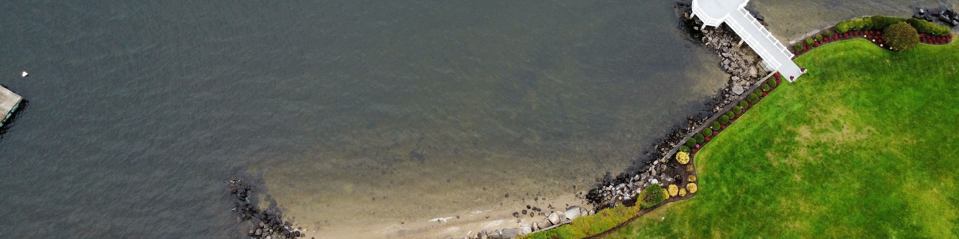 Aerial view of a scenic lakefront in Brookfield, Connecticut