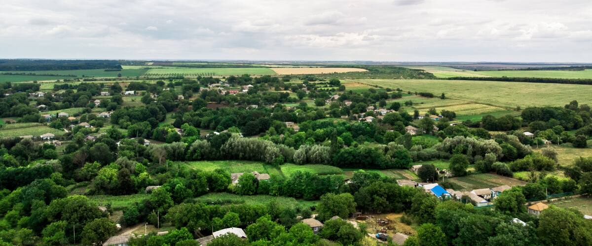 View of Donduseni from the drone in Moldova