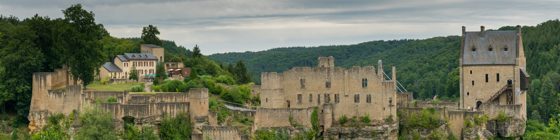 panorama view of the historic castle of Larochette in the village of Larochette in the canton of Mersch in Luxembourg