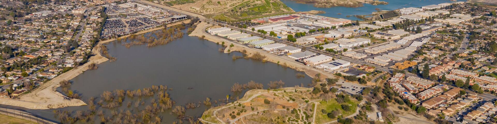 Aerial view of the beautiful Peck road park