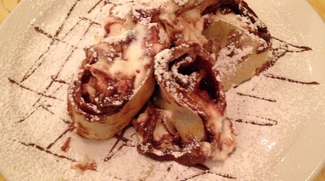 Come for delicious crepes (both sweet and savory) - return for the puns! This is the delectable Nutella and ricotta dessert crepe - absolutely amazing!