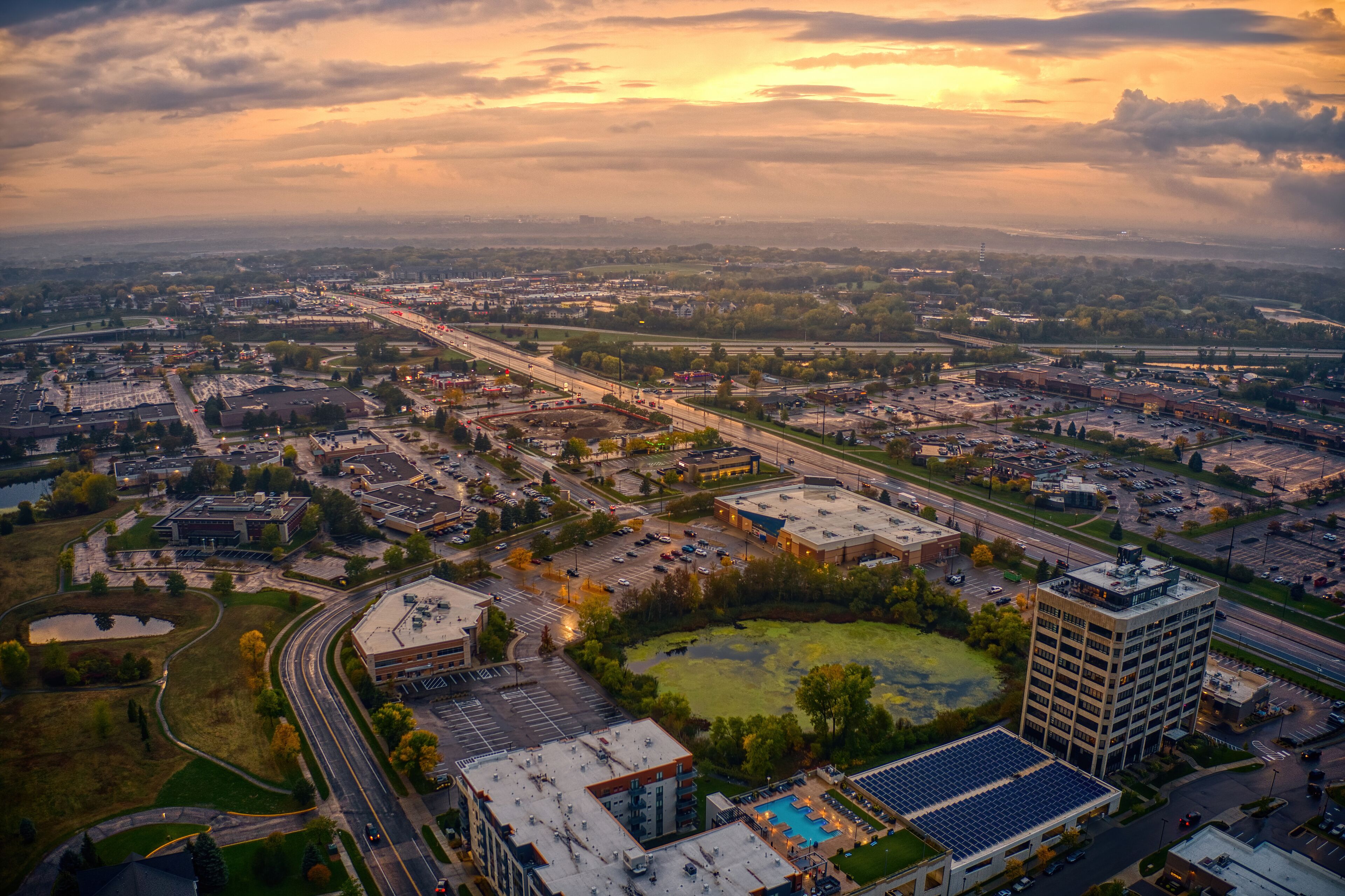 Aerial View of the Twin Cities Suburb of Eagan, Minnesota
