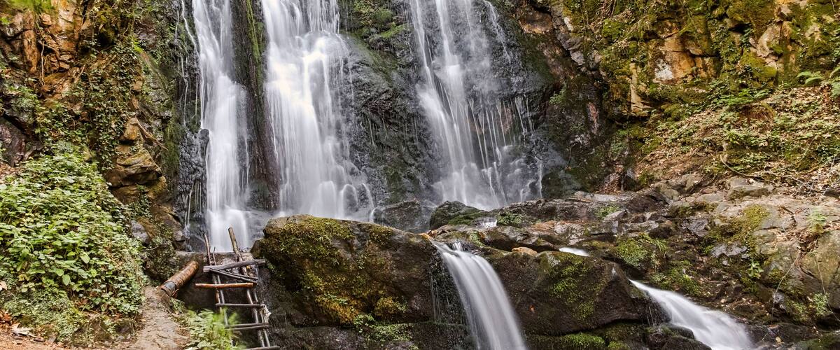 Landscape of Koleshino waterfalls cascade in Belasica Mountain, Novo Selo, Republic of North Macedonia