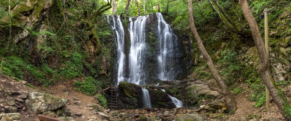 Landscape of Koleshino waterfalls cascade in Belasica Mountain, Novo Selo, Republic of Macedonia