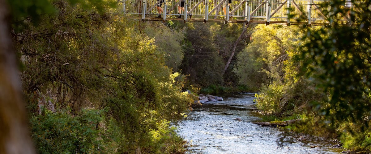 Canyon Walk showing a river or creek and a bridge as well as a small group of people