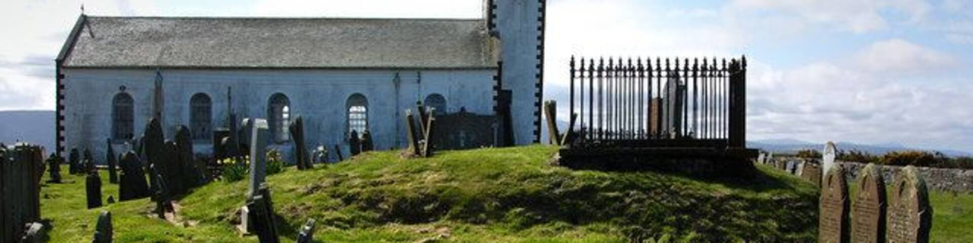 Jurby church Tumulus in the churchyard