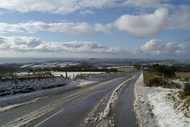 Looking down towards Onchan from Creg-ny-Baa. A fast, downhill straight on the TT course with the next place called Gob-ny-Geay, followed by Brandish Corner.