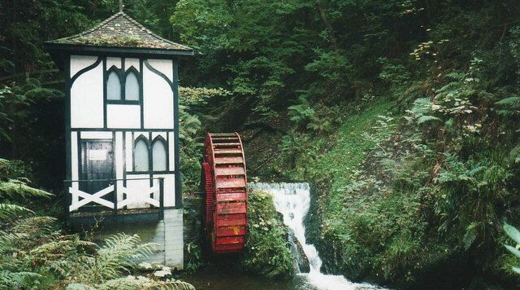 Groudle Glen waterwheel This waterwheel and wheelhouse were first operated in about 1895. The wheel has been used to pump water to the Groudle Hotel and to provide power for the fairy lights that ran through the glen from the entrance to Lhen Coan. The wheel was known as the 'Little Isabella', (a reference to the Laxey Wheel). The wheel featured in a disguised form in the BBC series 'Lovejoy' in 1986 with a story which led to buried treasure being discovered in one of the paddles. In 1994 the wheel was refurbished by Laxey Towing Company and since that time it has operated sporadically in conjunction with train services.