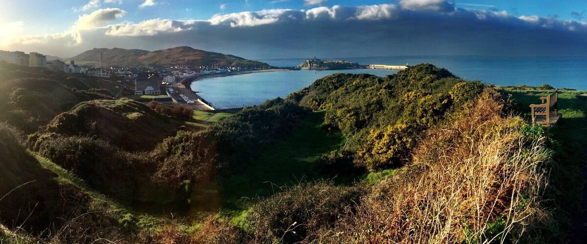 Peel from the headlands north-east of the town, Isle of Man