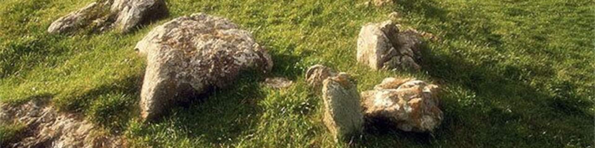 Viking Ship Burial Another view. The burial of a Viking settler, richly-adorned and with a woman and livestock, is thought to date from the late ninth century. It overlays earlier Christian burials.