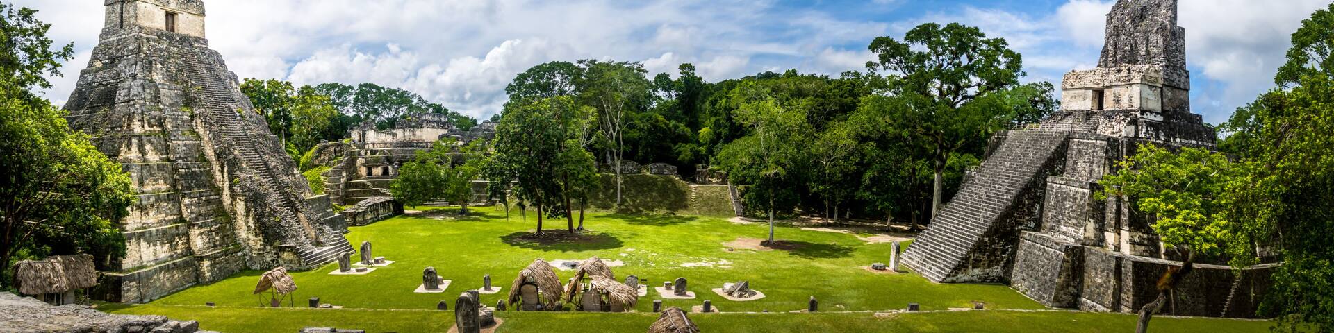 Mayan Temples of Gran Plaza or Plaza Mayor at Tikal National Park - Guatemala
