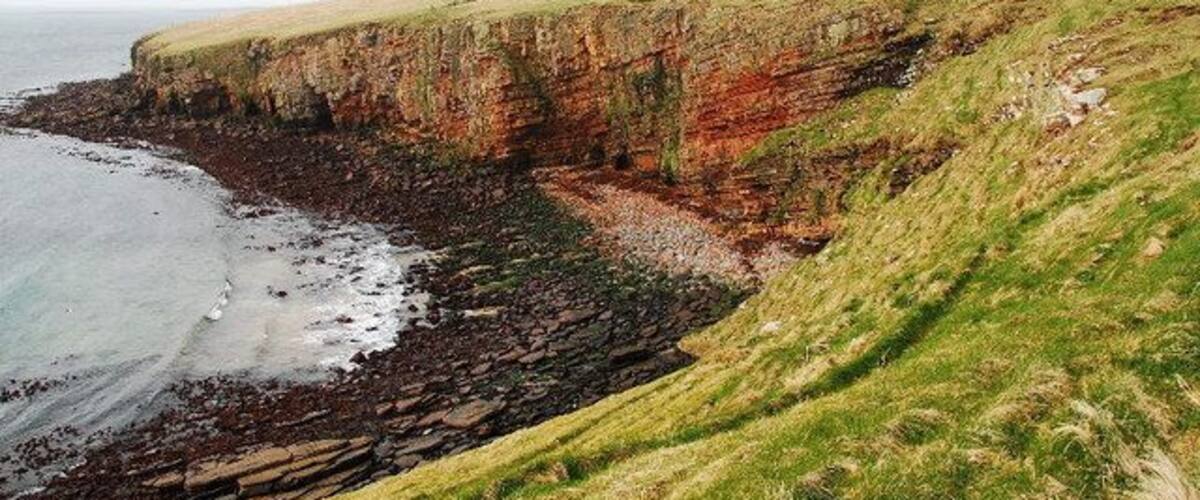 Dyke End Gorgeous red sandstone cliffs.