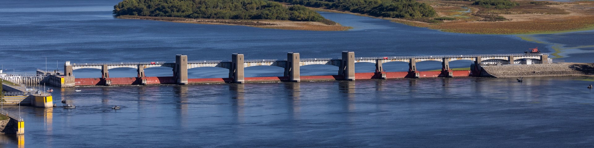 A Lock and Dam On The Mississippi River