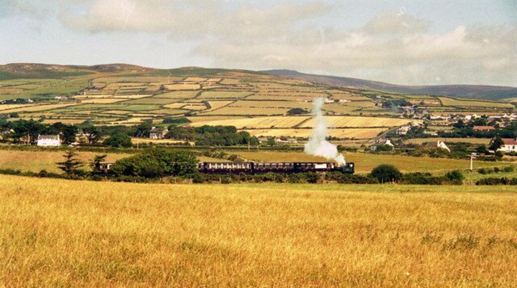 Isle of Man Railway A Douglas-bound train is seen across the fields between Port Erin and Port St. Mary.