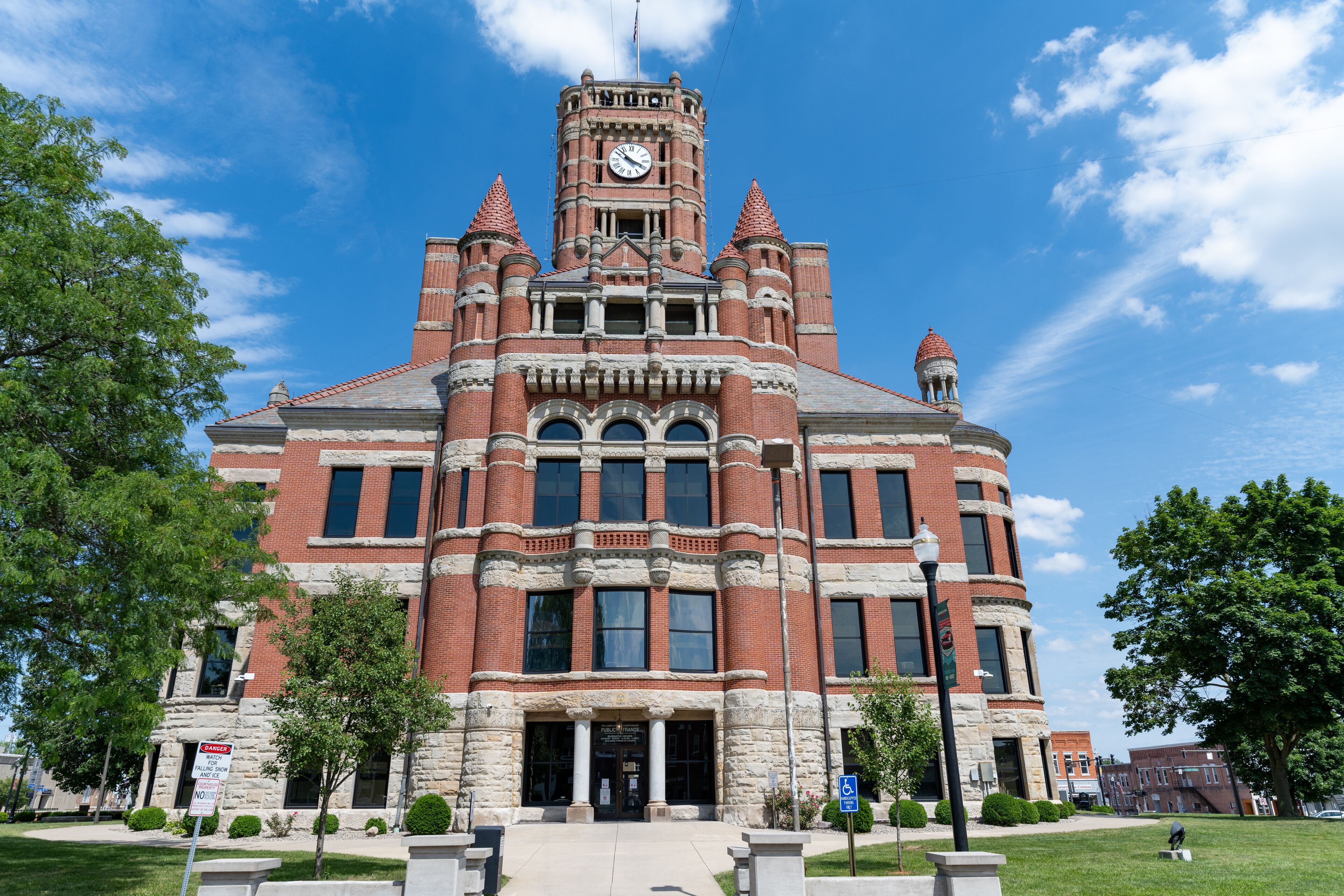 Williams County Courthouse in Bryan Ohio with Blue Sky and some clouds