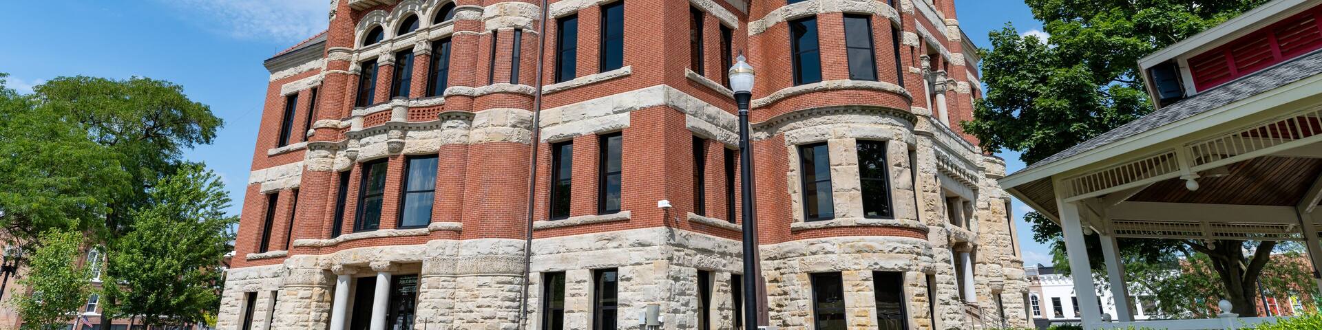 Williams County Courthouse in Bryan Ohio with Blue Sky and some clouds