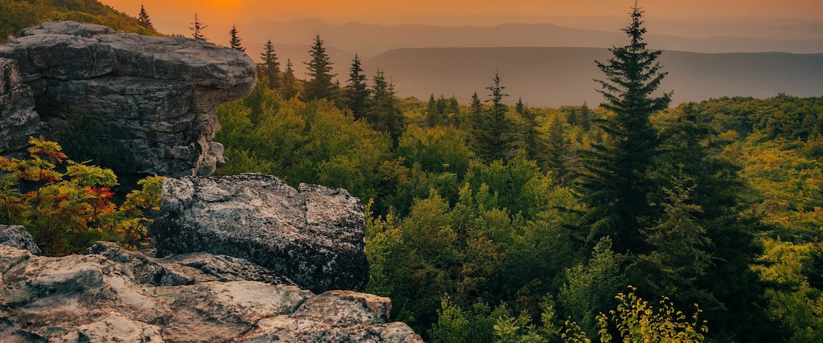 Sunrise at Bear Rocks Preserve, in Monongahela National Forest, West Virginia