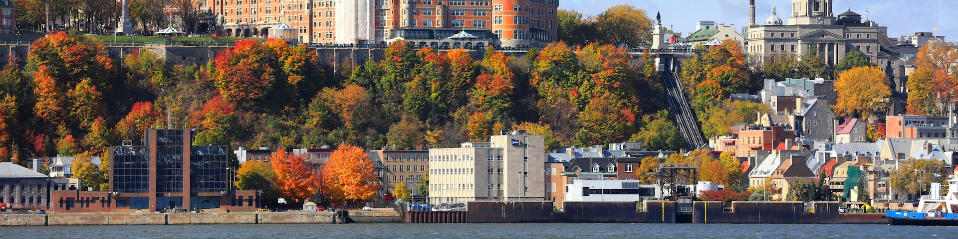 Château Frontenac , Quebec city, CANADA - October 14 , 2018 -The Château Frontenac is one of Canada's grand railway hotels built by the Canadian Pacific Railway.
