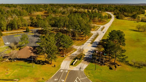 Aerial photo entrance to Lakepoint State Park Resort Eufaula Alabama USA