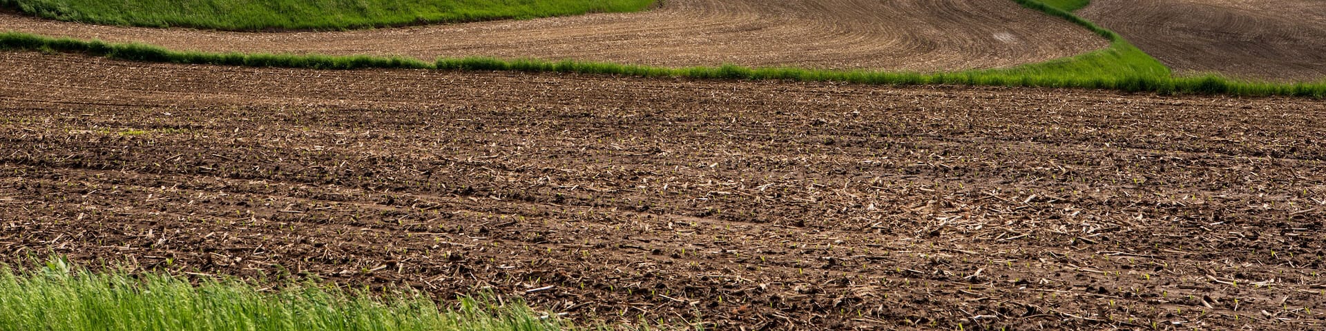 Contour farming in rural Iowa along the Loess Hills National Scenic Byway