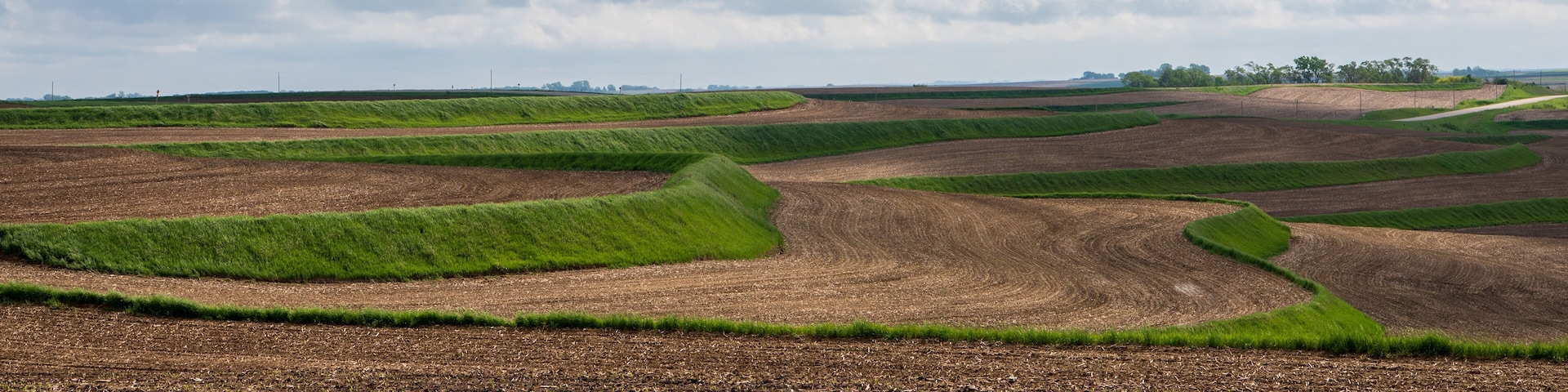 Contour farming in rural Iowa along the Loess Hills National Scenic Byway