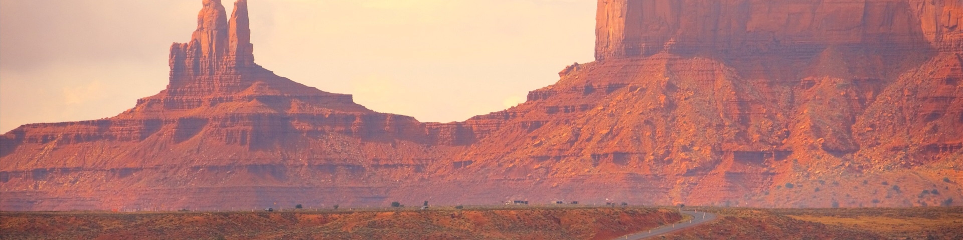Monument Valley which includes a gorge or canyon, landscape views and tranquil scenes
