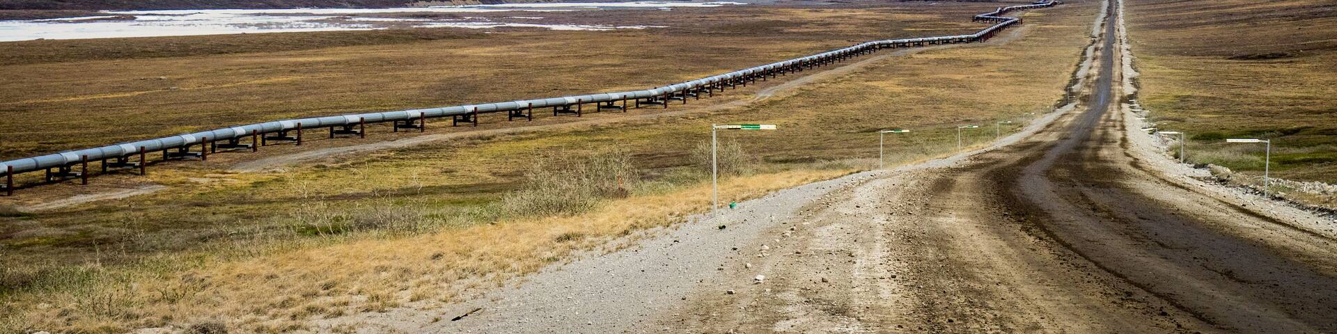 Dalton Highway (Haul Road) and Alaska Pipeline in the Brooks Range, Alaska