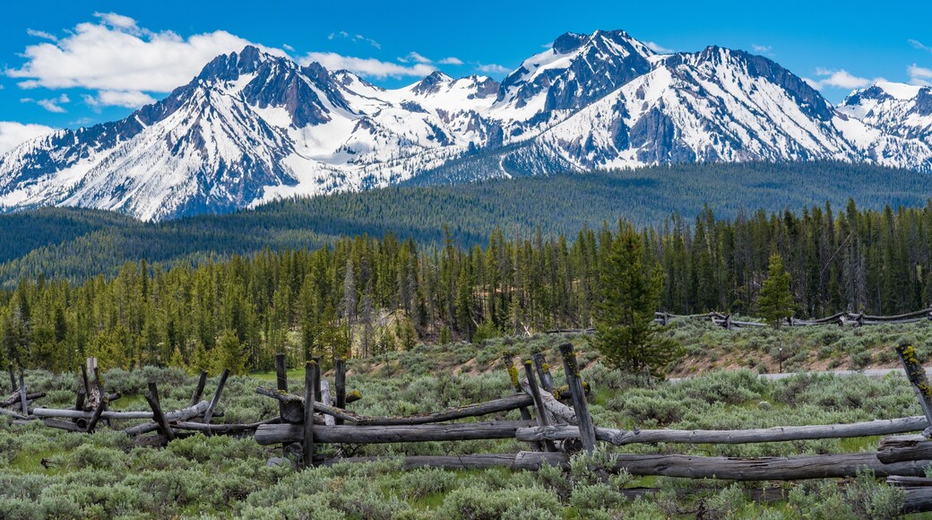 Snow-capped mountain along Sawtooth Scenic Byway