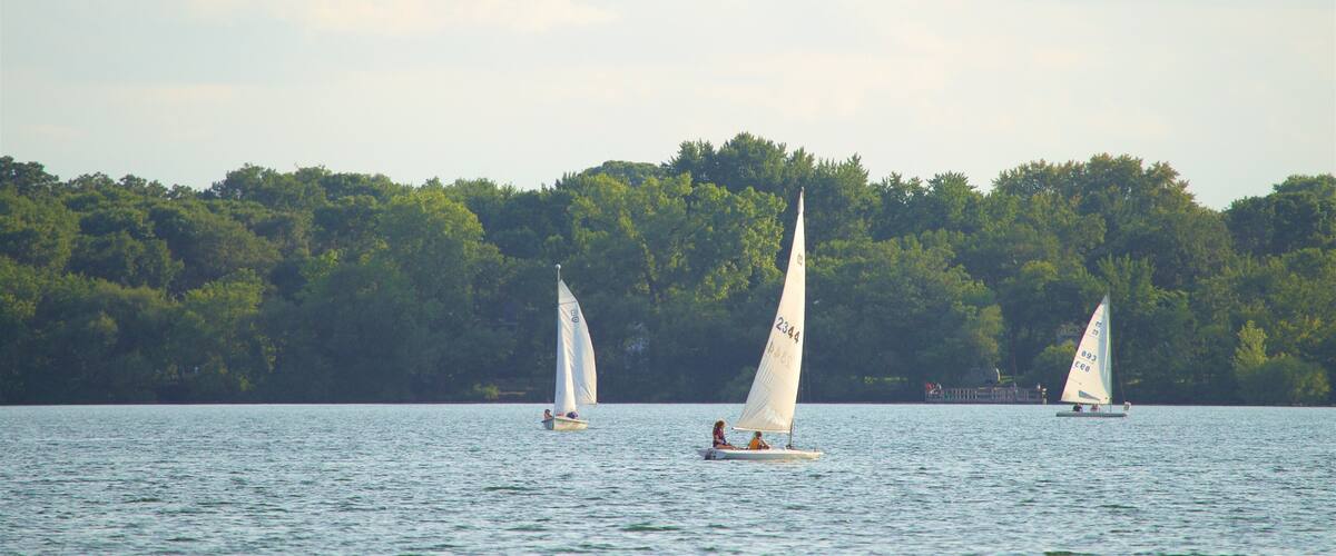 St. Croix Scenic Byway featuring a lake or waterhole and sailing