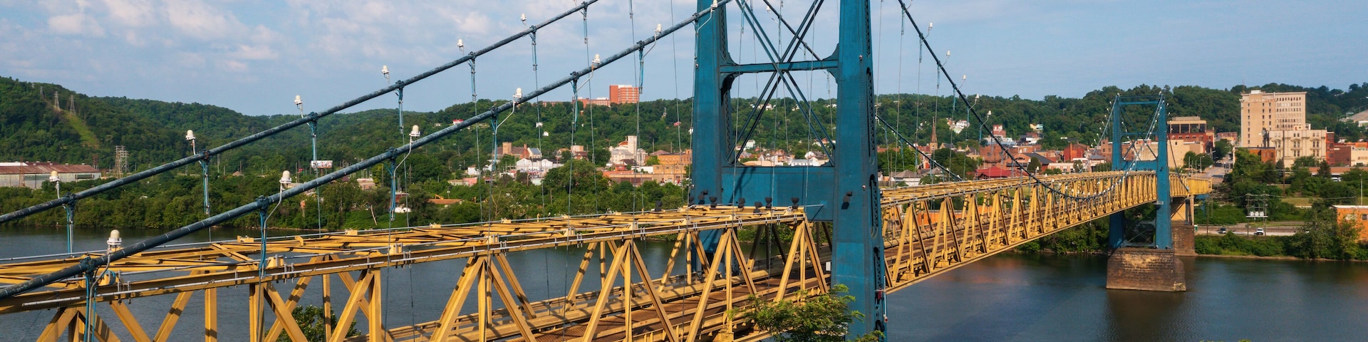 Market Street Bridge - Wire Cable Suspension + Warren Through Truss - Ohio River - Steubenville, Ohio & West Virginia
