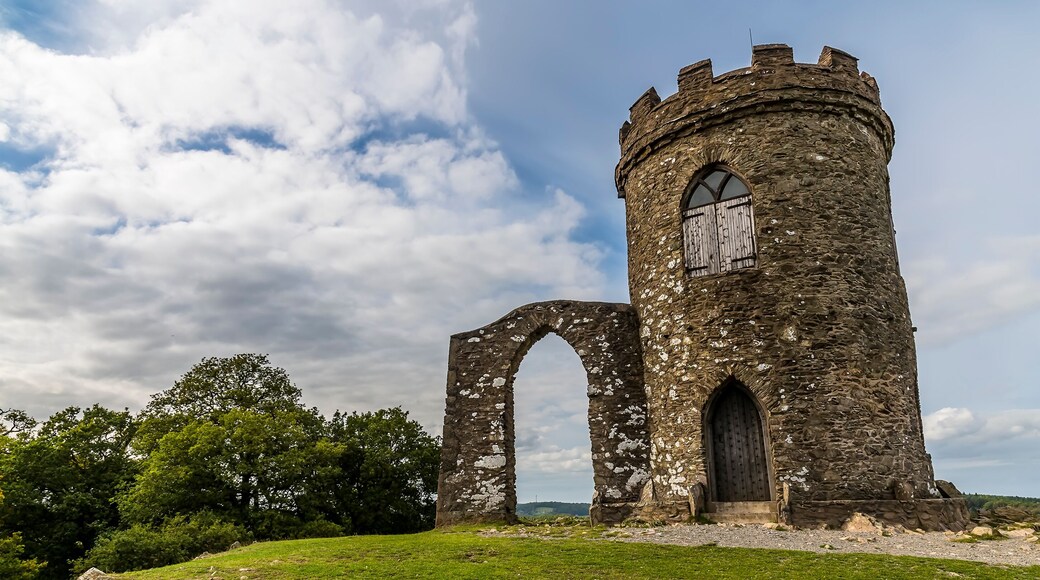 A view looking up towards Old John Folly in Bradgate Park, Leicestershire, UK, in Autumn