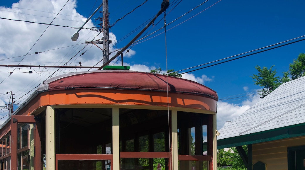 Trolley car and power lines in connecticut
