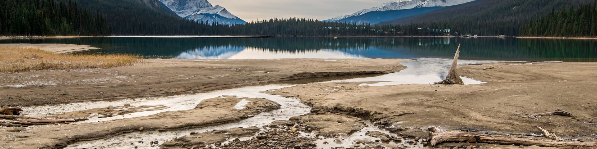 A gloomy day over Emerald Lake in Yoho National Park