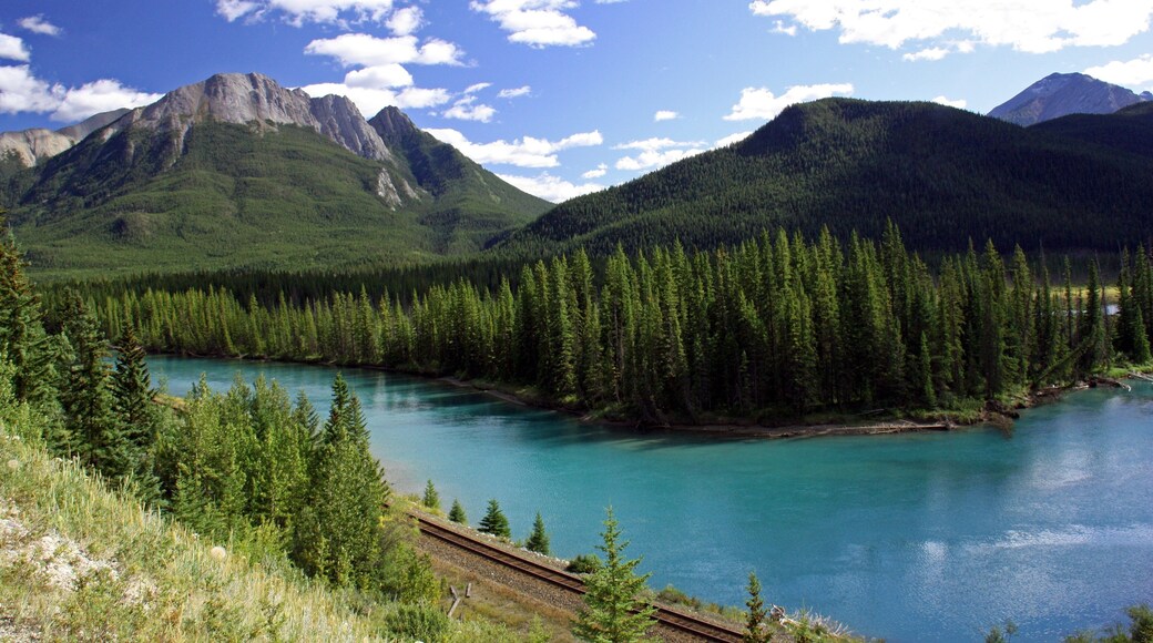 The view of the Bow River at Banff National Park, Canada. When passing through Banff consider taking the 1A Bow Valley Parkway on the return drive to enjoy some different back country scenery and less traffic. #OnTheRoad