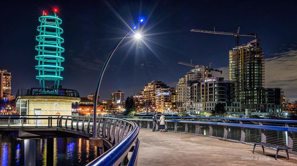 Night shot taken from the pier looking towards Burlington and the new construction