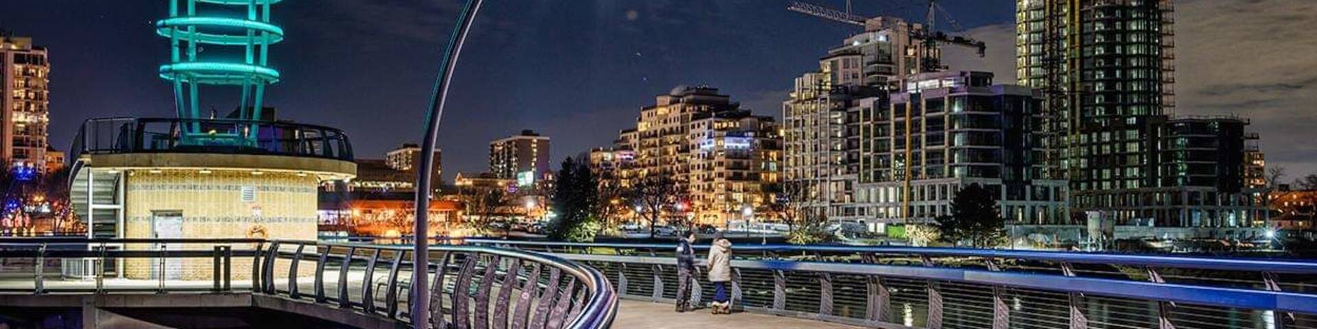 Night shot taken from the pier looking towards Burlington and the new construction