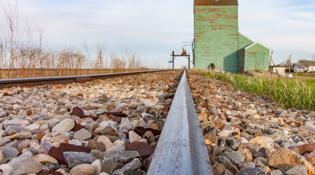 Rails Leading to Old Green Grain Elevator