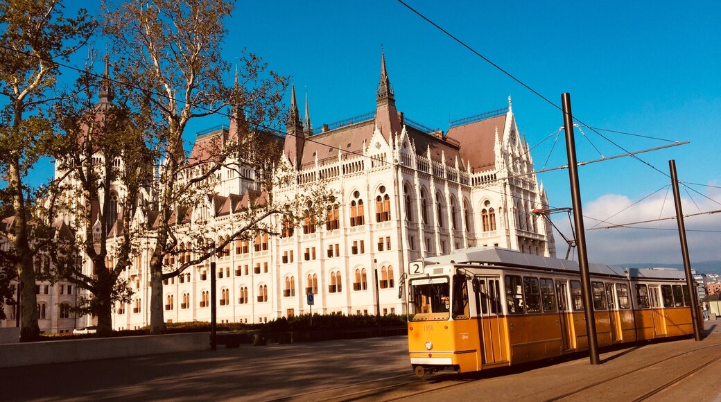 Devant le somptueux parlement de Hongrie à Budapest