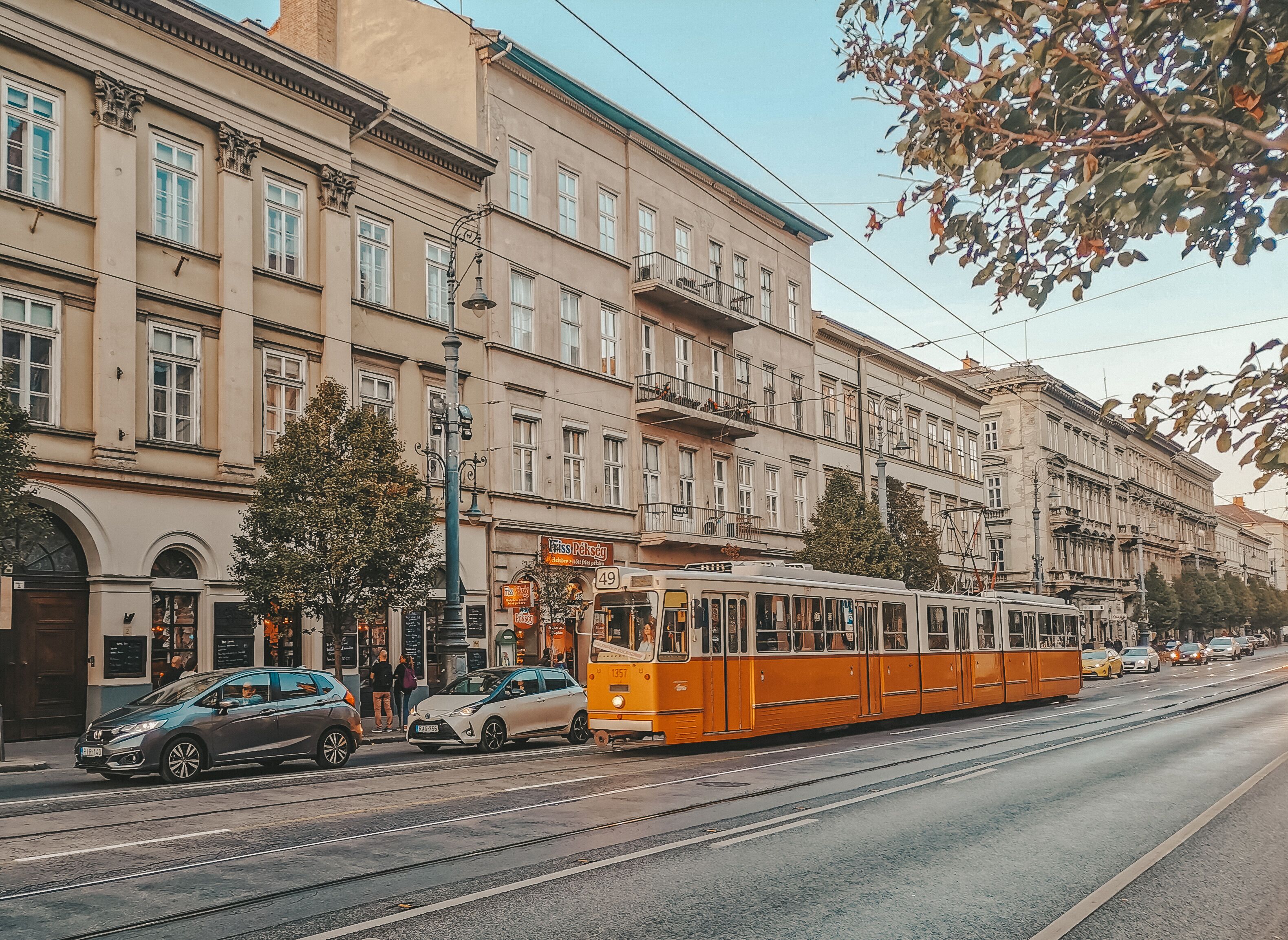 The yellow tram in Budapest