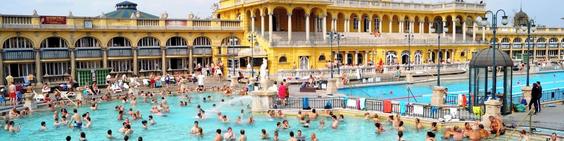 Budapest is also called the "City of Baths". Széchenyi is one of the many thermal baths in Budapest. The outdoor pool has 38°C even in the winter. There are also plenty of indoor pools to check out!