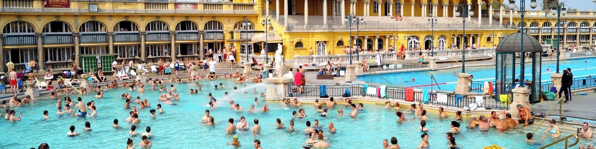 Budapest is also called the "City of Baths". Széchenyi is one of the many thermal baths in Budapest. The outdoor pool has 38°C even in the winter. There are also plenty of indoor pools to check out!