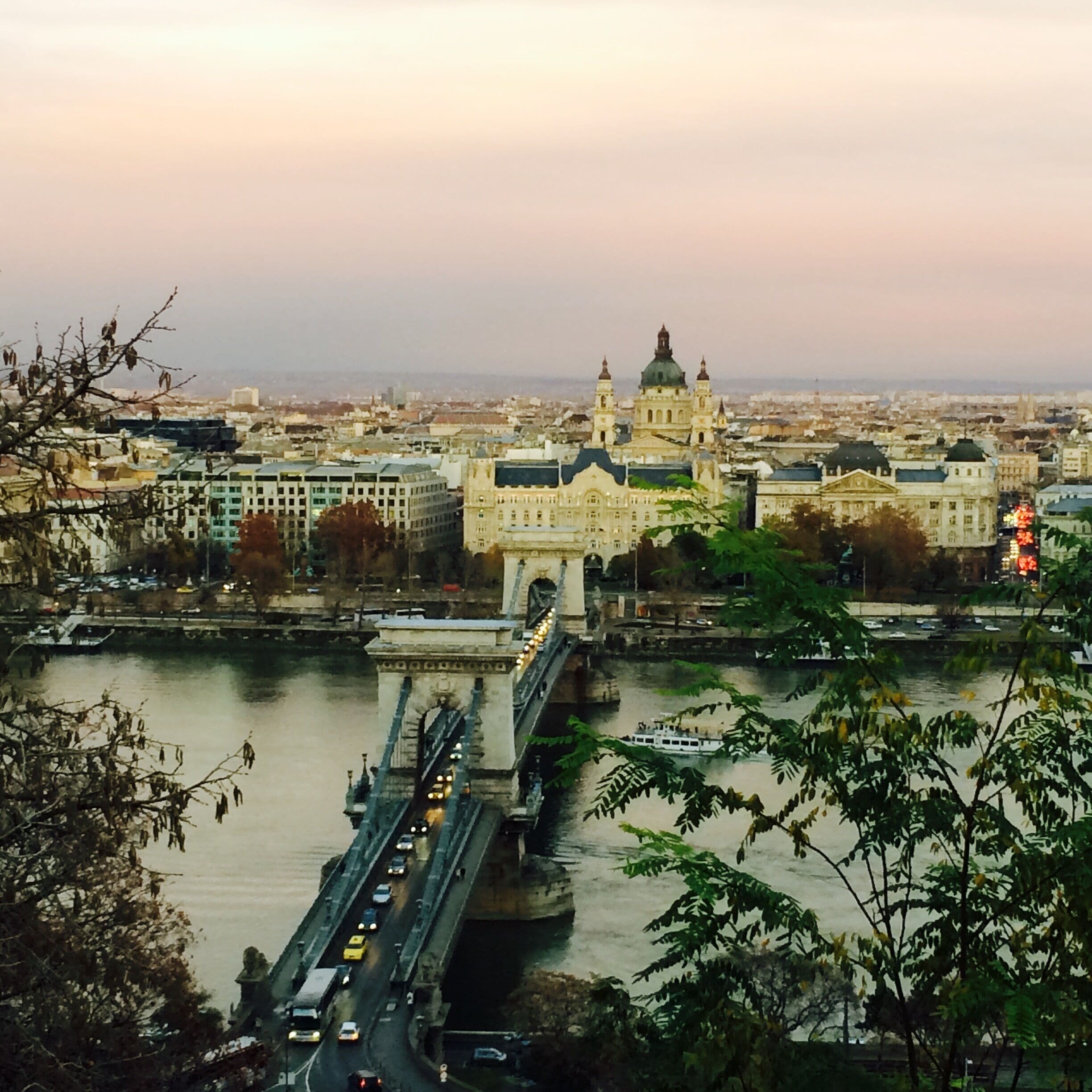 Budapest. The view from the funicular railway to Buda castle. 