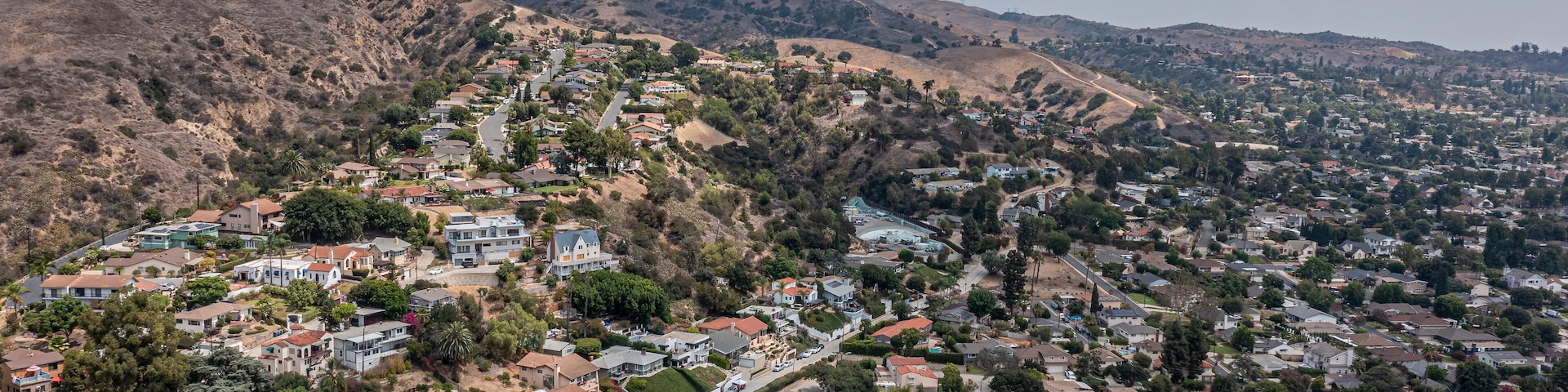 Aerial View of a Suburban Mediterranean or Southern California Community
