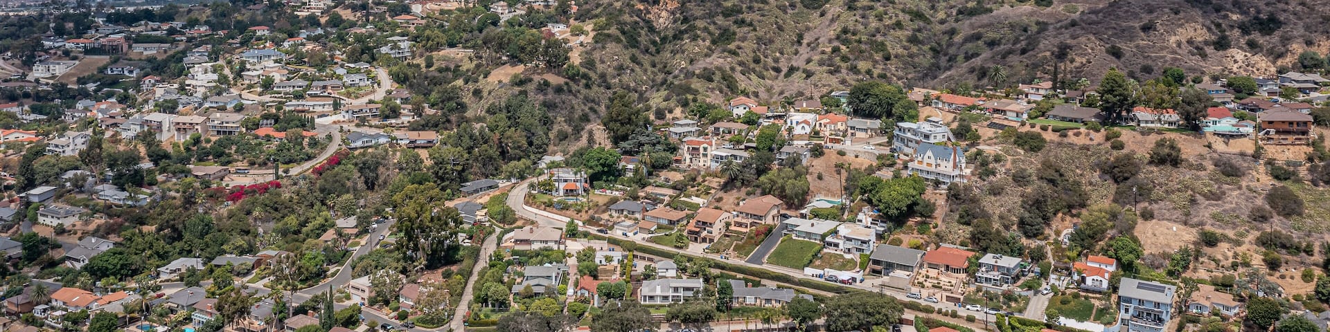 Aerial View of a Suburban Mediterranean or Southern California Community