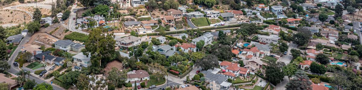 Aerial View of a Suburban Mediterranean or Southern California Community