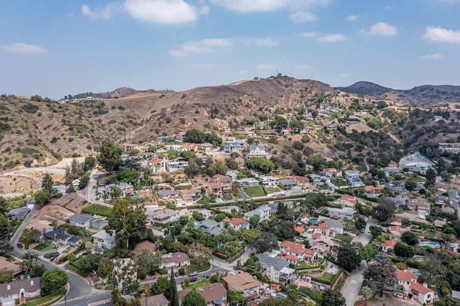Aerial View of a Suburban Mediterranean or Southern California Community