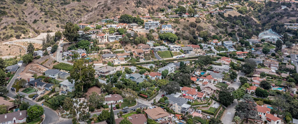 Aerial View of a Suburban Mediterranean or Southern California Community